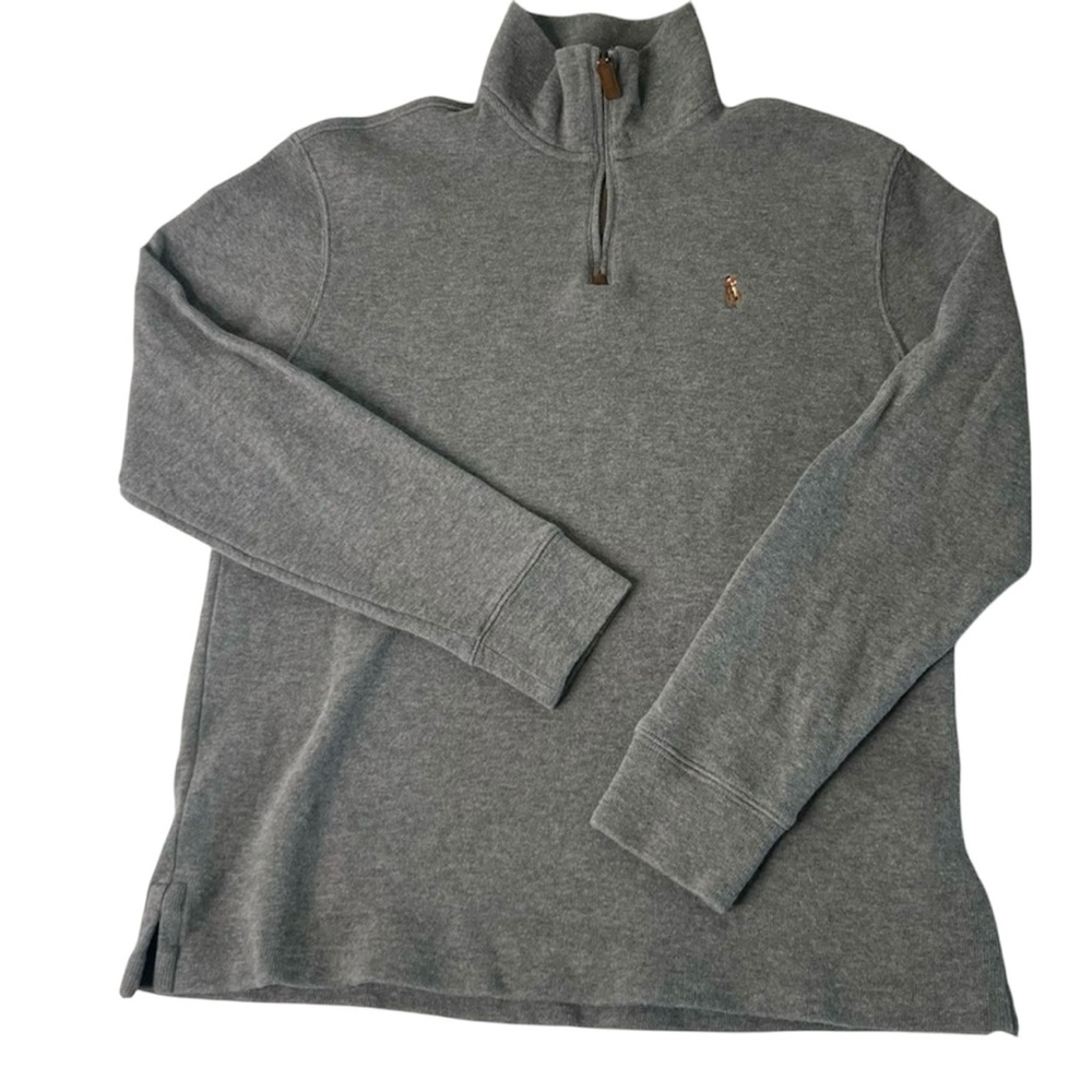 Polo Ralph Lauren Cotton-French Rib Half Zip, Light Gray Medium